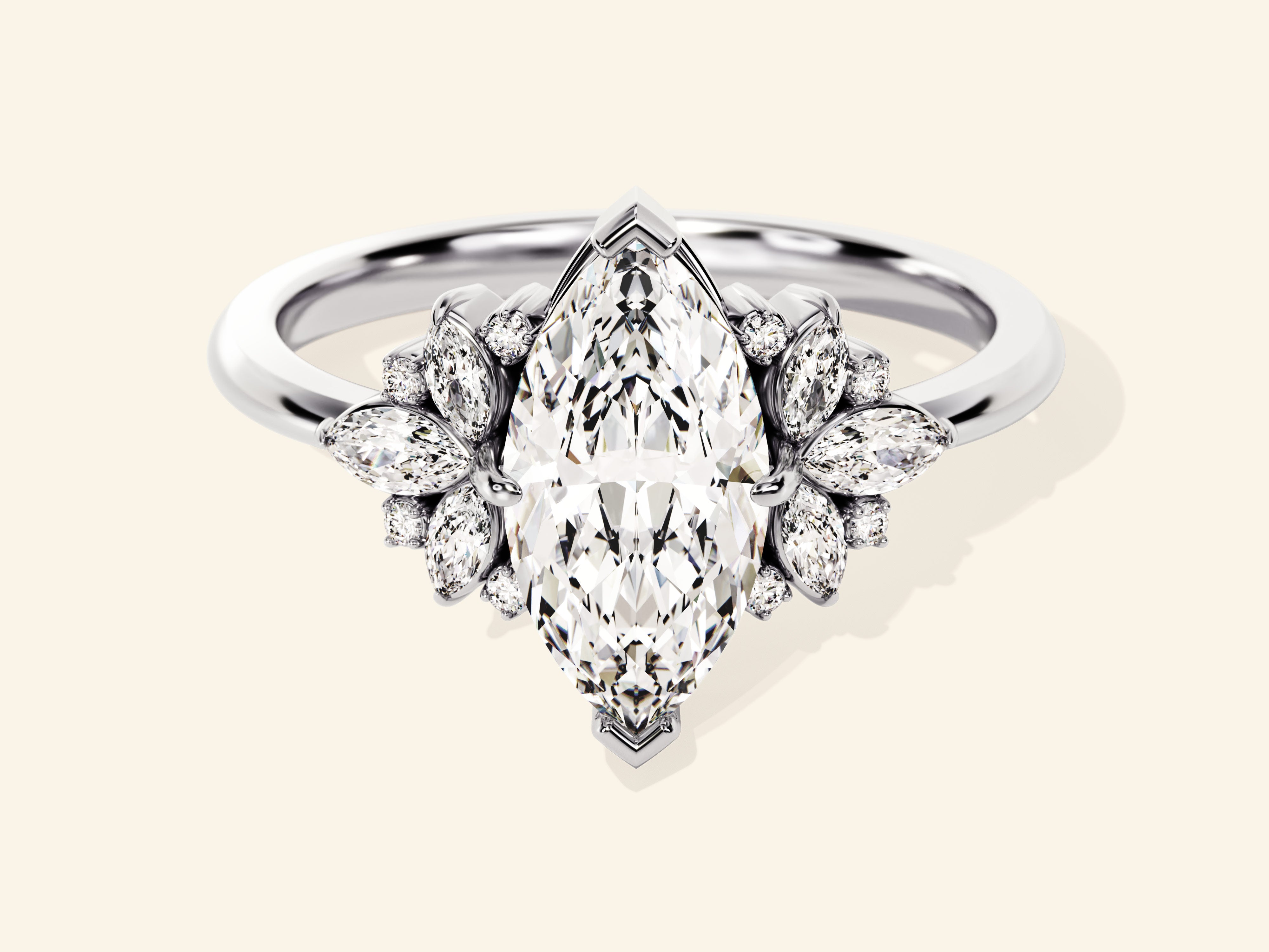 Vintage Cluster Marquise Cut Engagement Ring