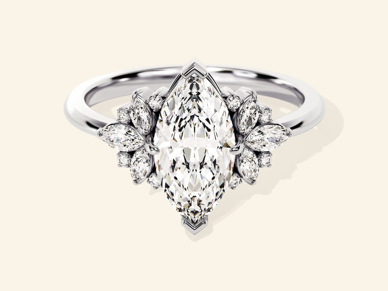 Vintage Cluster Marquise Cut Engagement Ring