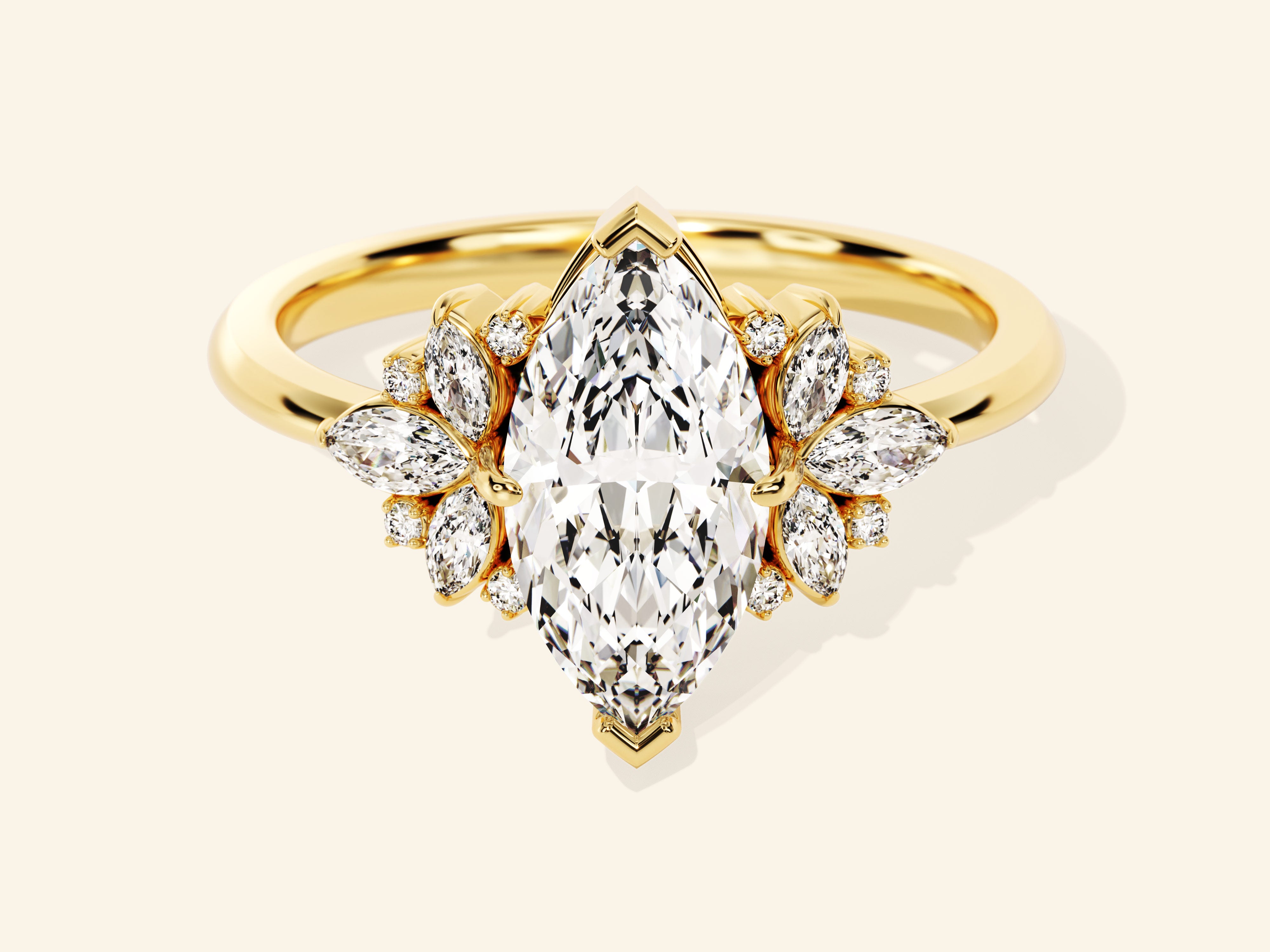 Vintage Cluster Marquise Cut Engagement Ring
