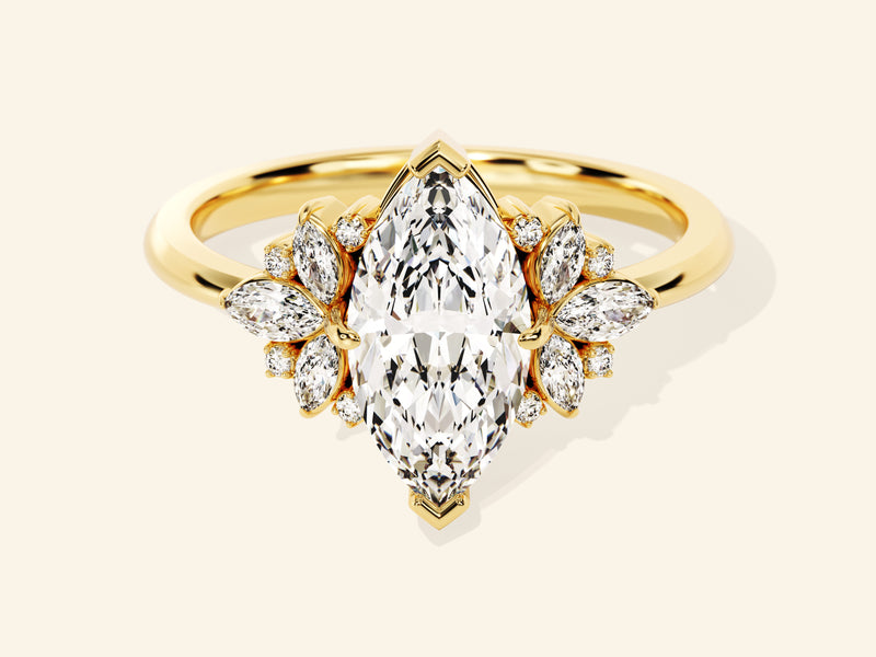 Vintage Cluster Marquise Cut Engagement Ring