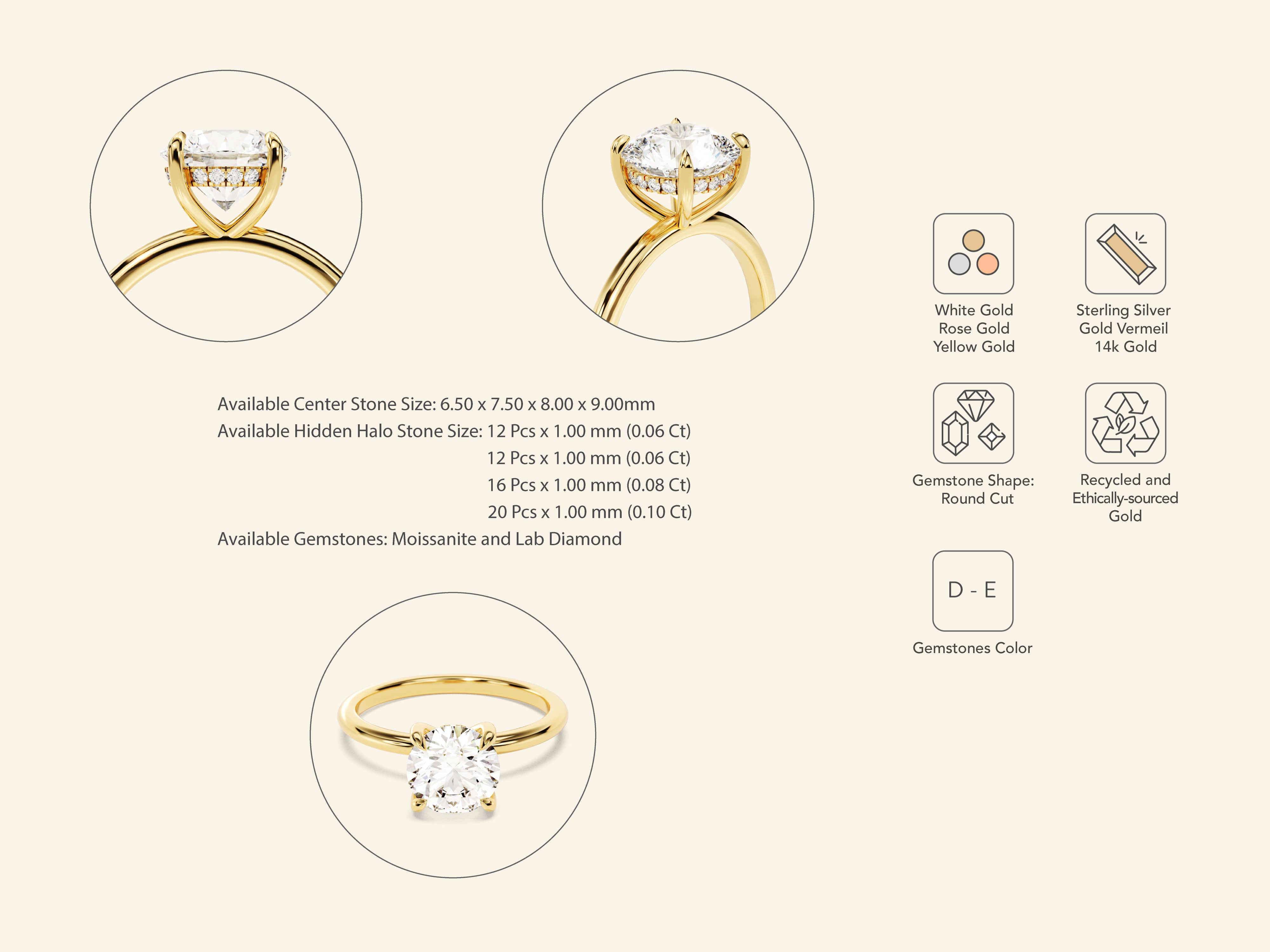 Hidden Halo Round Engagement Ring