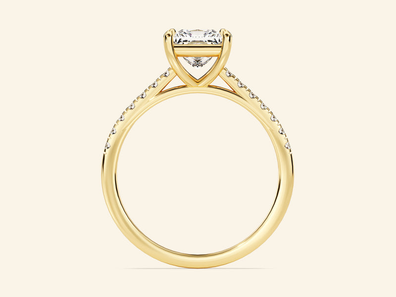 Princess Cut Engagement Ring with Pave Set Side Stones