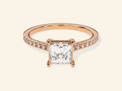 Princess Cut Engagement Ring with Pave Set Side Stones