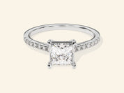 Princess Cut Engagement Ring with Pave Set Side Stones