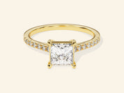 Princess Cut Engagement Ring with Pave Set Side Stones