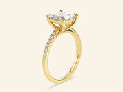 Princess Cut Engagement Ring with Pave Set Side Stones