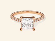 Princess Cut Engagement Ring with Pave Set Side Stones