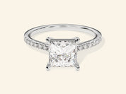 Princess Cut Engagement Ring with Pave Set Side Stones