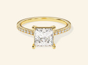 Princess Cut Engagement Ring with Pave Set Side Stones