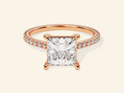 Princess Cut Engagement Ring with Pave Set Side Stones