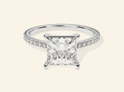 Princess Cut Engagement Ring with Pave Set Side Stones