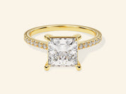 Princess Cut Engagement Ring with Pave Set Side Stones