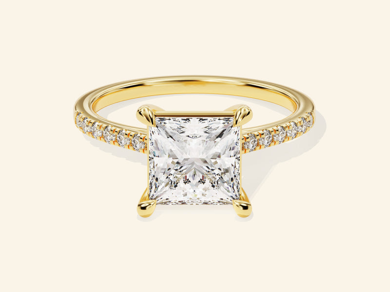Princess Cut Engagement Ring with Pave Set Side Stones