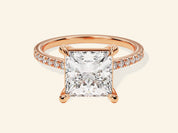Princess Cut Engagement Ring with Pave Set Side Stones