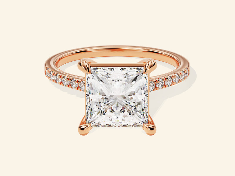 Princess Cut Engagement Ring with Pave Set Side Stones