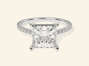 Princess Cut Engagement Ring with Pave Set Side Stones