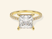 Princess Cut Engagement Ring with Pave Set Side Stones
