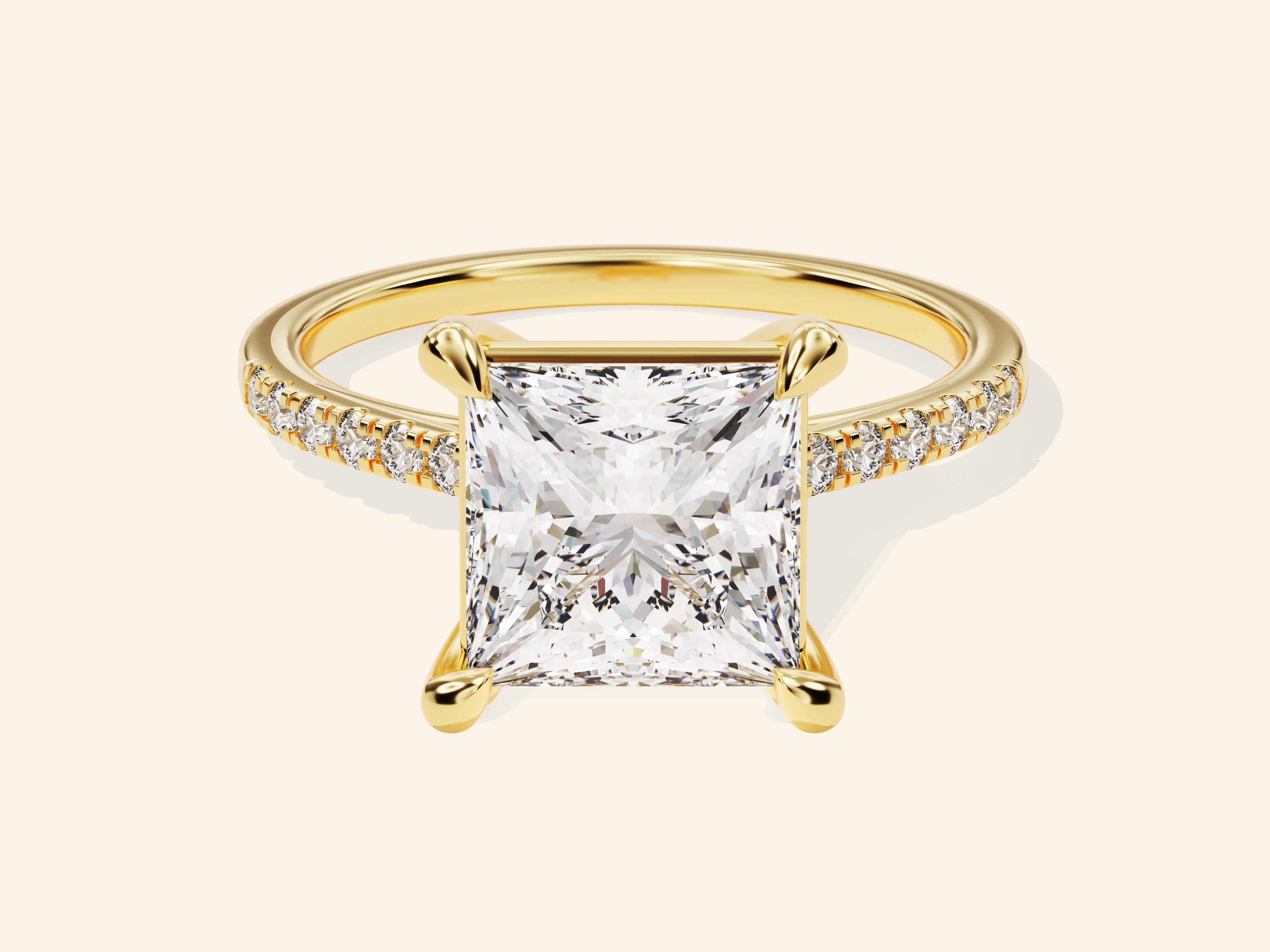 Princess Cut Engagement Ring with Pave Set Side Stones