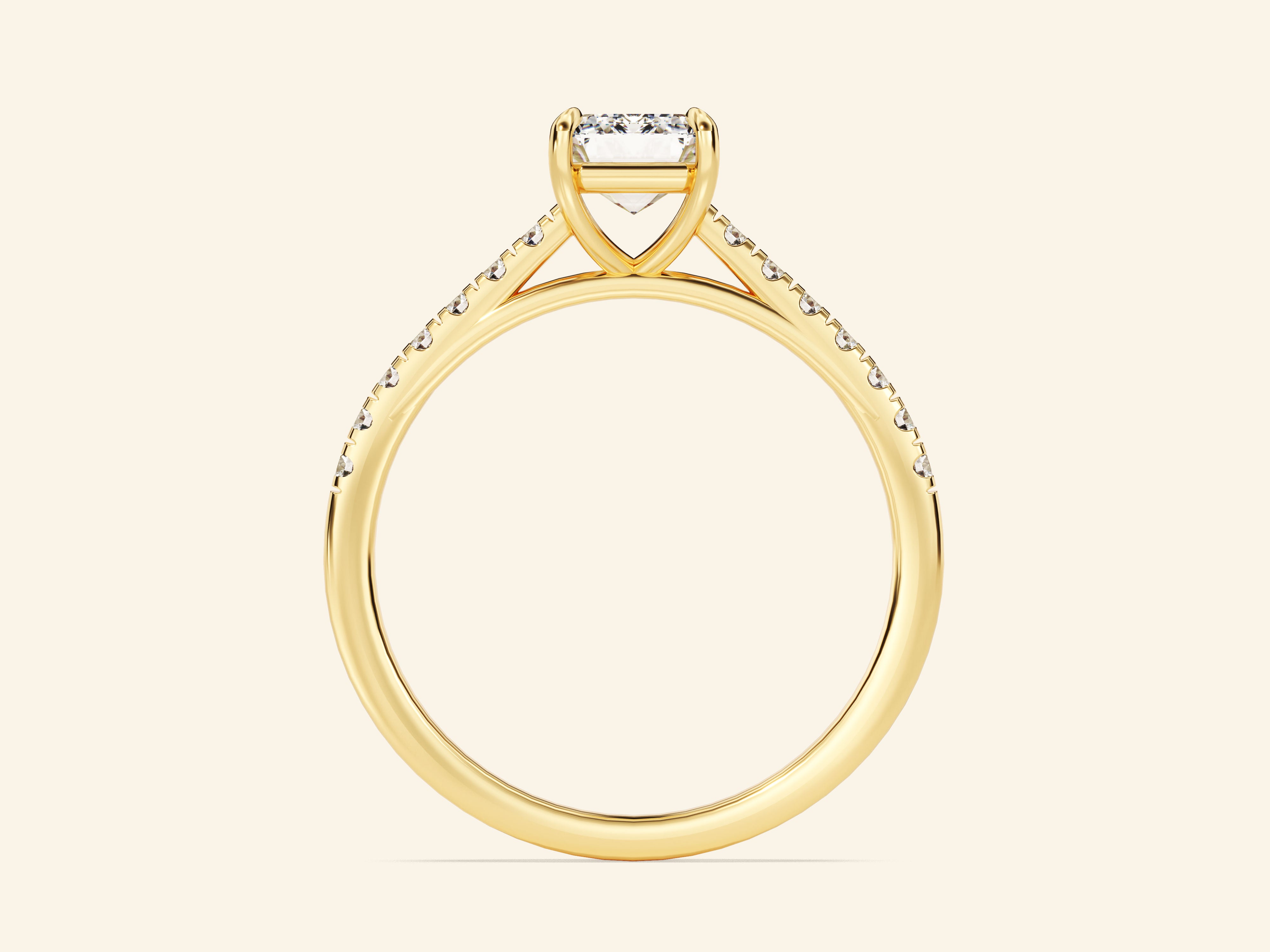Emerald Cut Engagement Ring with Pave Set Side Stones
