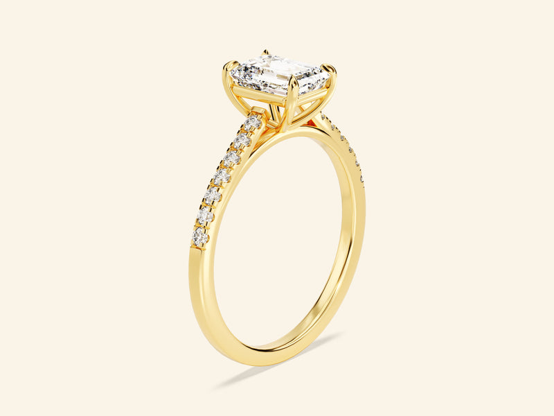 Emerald Cut Engagement Ring with Pave Set Side Stones