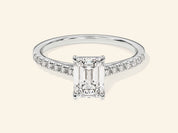 Emerald Cut Engagement Ring with Pave Set Side Stones