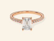 Emerald Cut Engagement Ring with Pave Set Side Stones