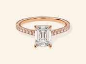 Emerald Cut Engagement Ring with Pave Set Side Stones
