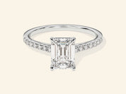 Emerald Cut Engagement Ring with Pave Set Side Stones