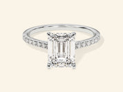 Emerald Cut Engagement Ring with Pave Set Side Stones