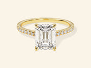 Emerald Cut Engagement Ring with Pave Set Side Stones