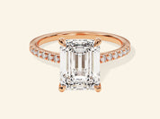 Emerald Cut Engagement Ring with Pave Set Side Stones