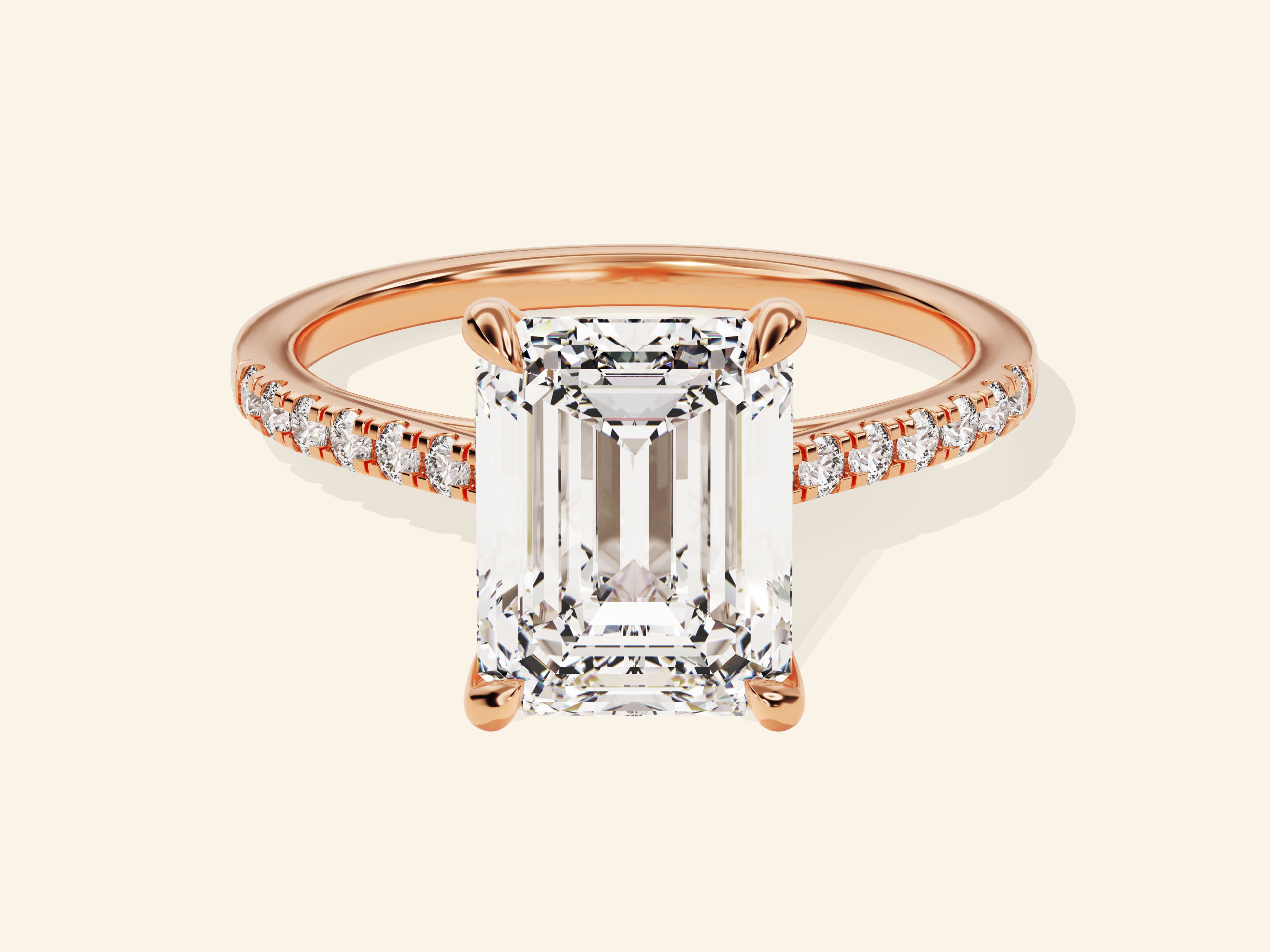 Emerald Cut Engagement Ring with Pave Set Side Stones