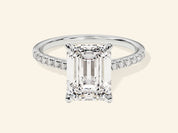 Emerald Cut Engagement Ring with Pave Set Side Stones