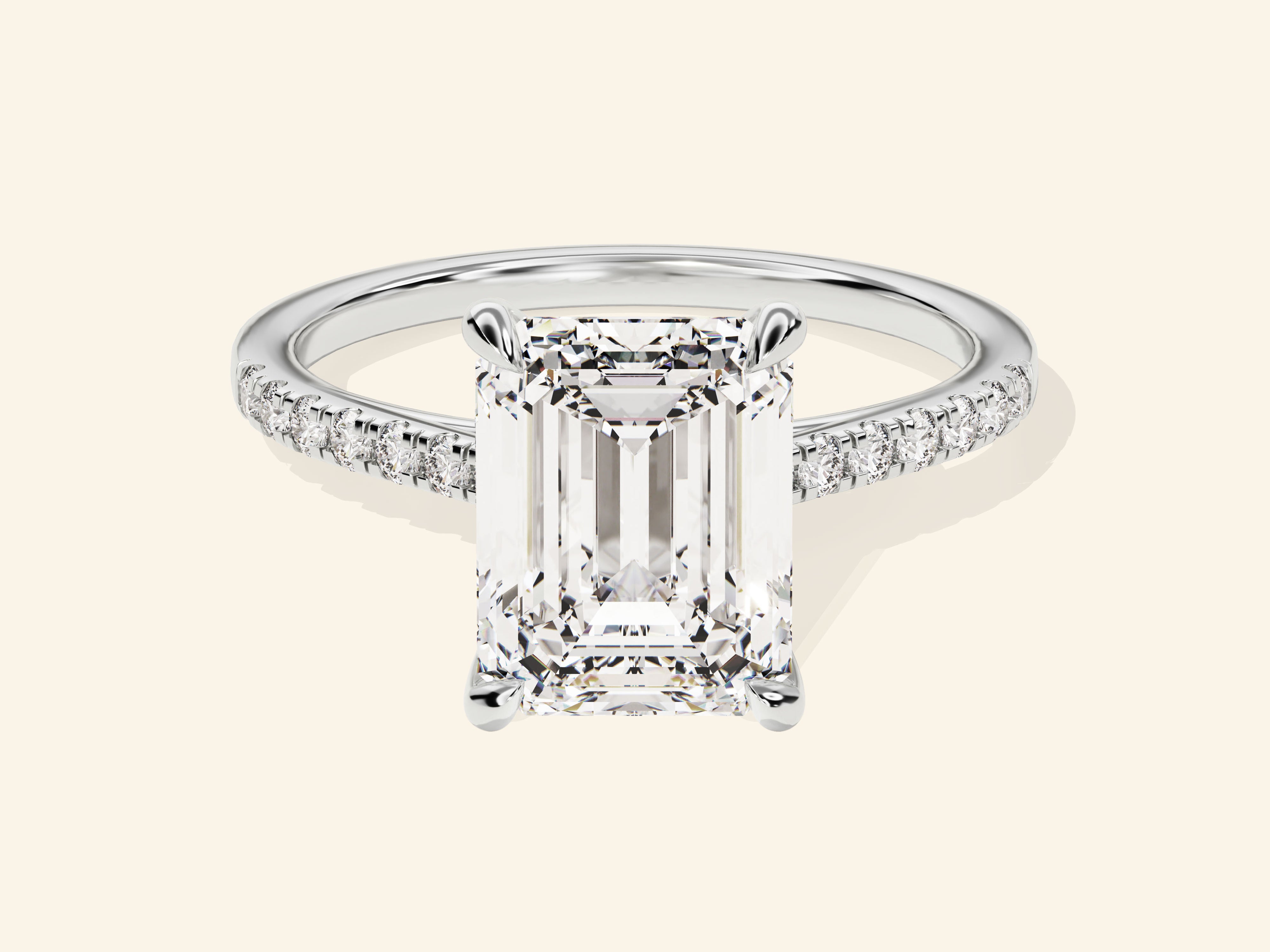 Emerald Cut Engagement Ring with Pave Set Side Stones
