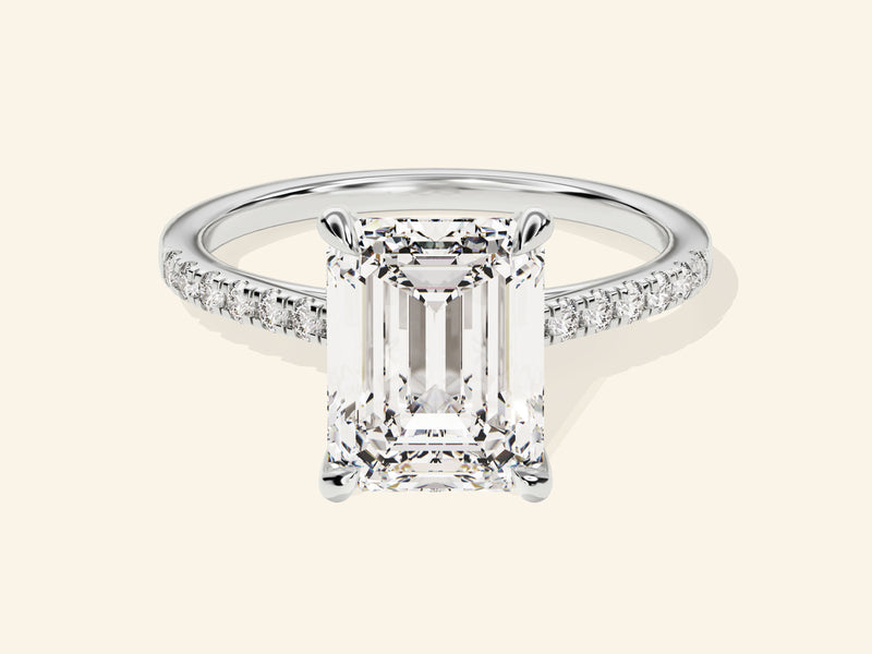 Emerald Cut Engagement Ring with Pave Set Side Stones