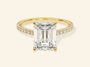 Emerald Cut Engagement Ring with Pave Set Side Stones