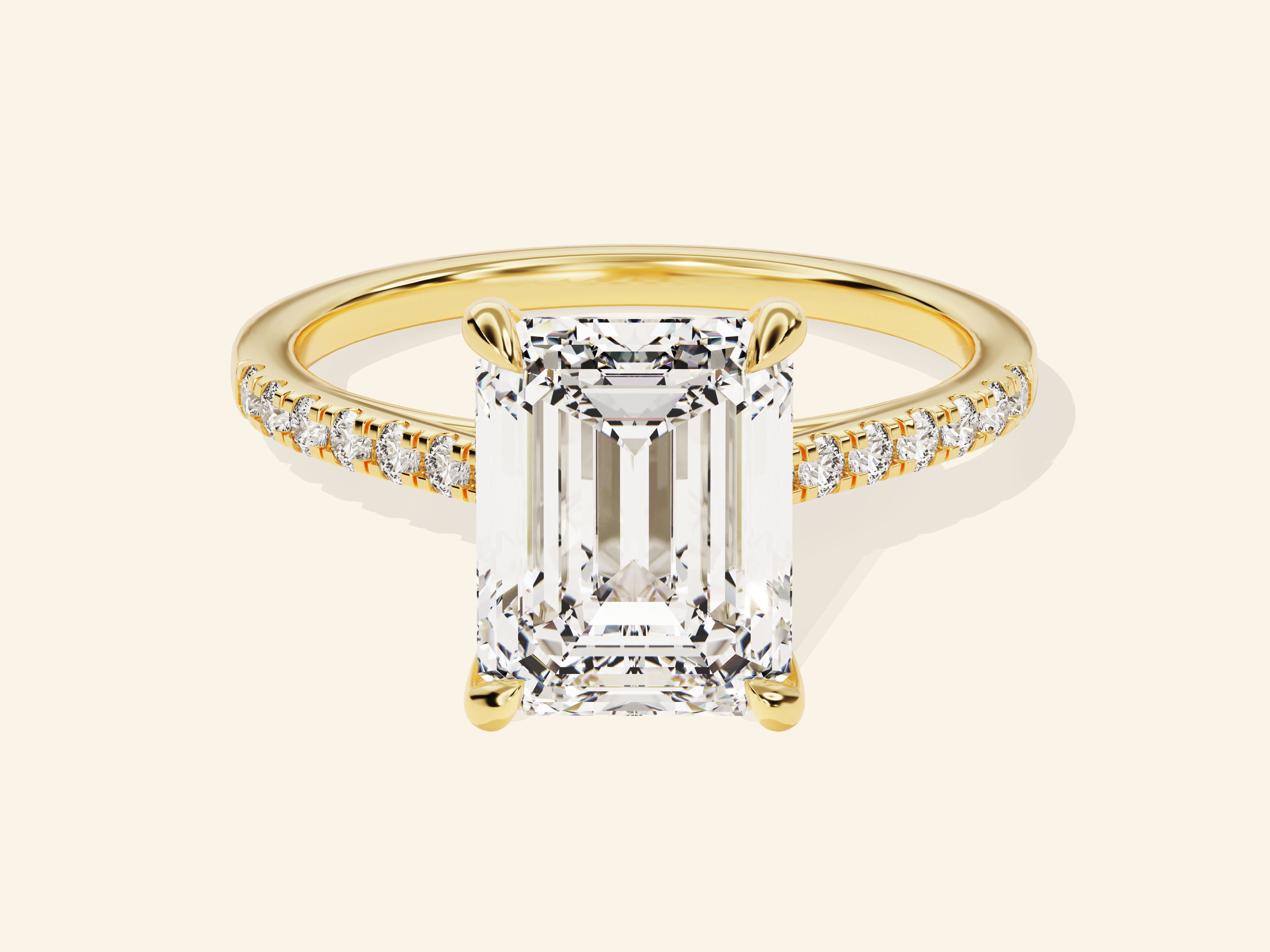Emerald Cut Engagement Ring with Pave Set Side Stones