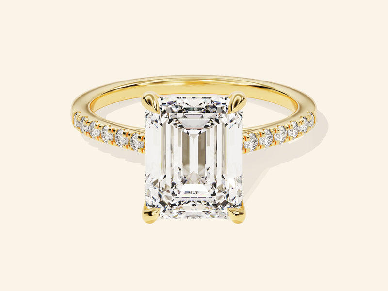 Emerald Cut Engagement Ring with Pave Set Side Stones