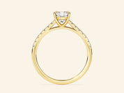 Cushion Cut Engagement Ring with Pave Set Side Stones