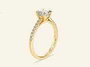 Cushion Cut Engagement Ring with Pave Set Side Stones