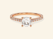Cushion Cut Engagement Ring with Pave Set Side Stones