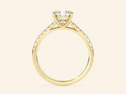 Cushion Cut Engagement Ring with Pave Set Side Stones