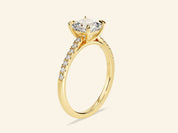 Cushion Cut Engagement Ring with Pave Set Side Stones