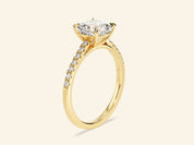 Cushion Cut Engagement Ring with Pave Set Side Stones