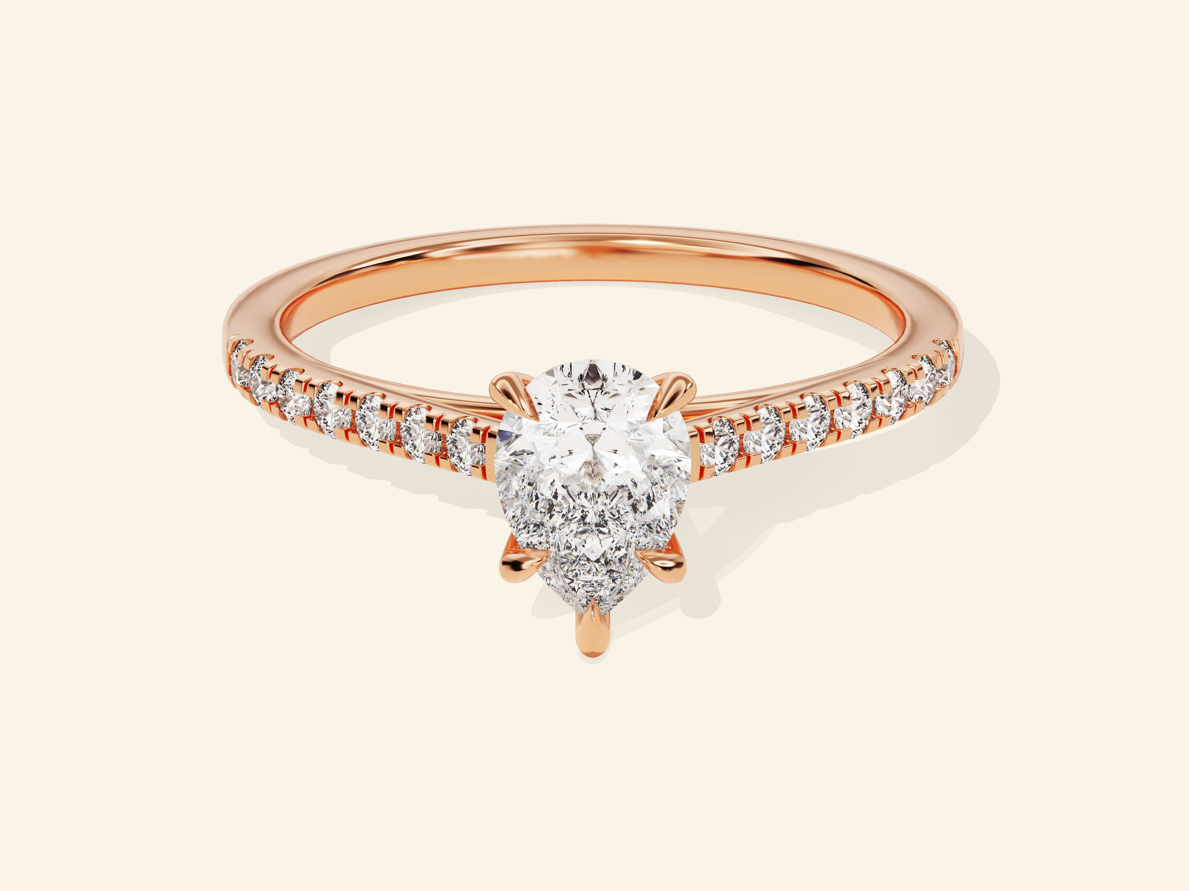Pear Cut Engagement Ring with Pave Set Side Stones
