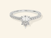 Pear Cut Engagement Ring with Pave Set Side Stones