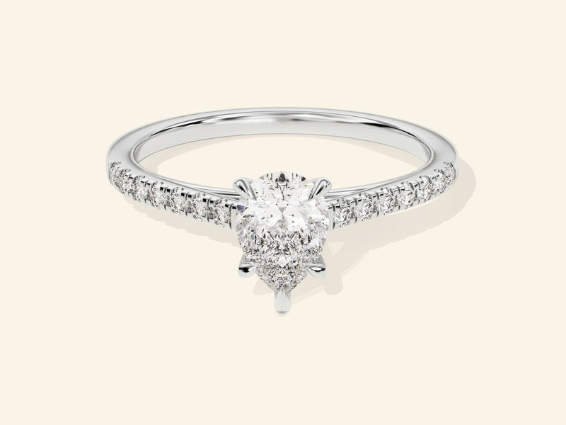 Pear Cut Engagement Ring with Pave Set Side Stones