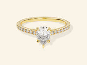 Pear Cut Engagement Ring with Pave Set Side Stones