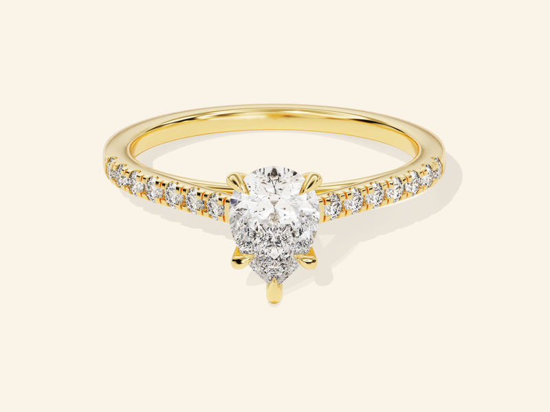 Pear Cut Engagement Ring with Pave Set Side Stones