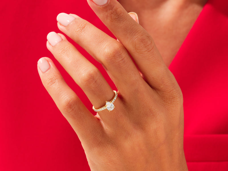 Pear Cut Engagement Ring with Pave Set Side Stones